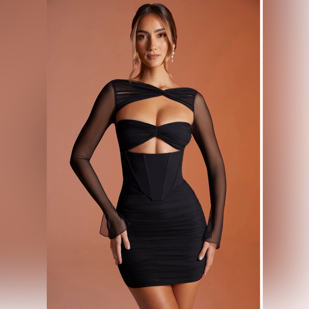 Oh Polly NIRVANA black mesh dress